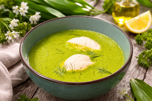Bärlauchcremesuppe mit Lachsnockerl